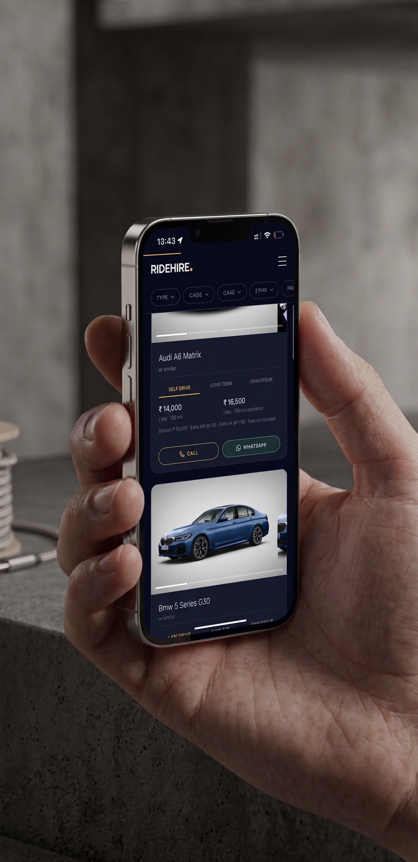 Ridehire discrete luxury car booking via WhatsApp — unmarked premium vehicles and privacy-focused chauffeurs