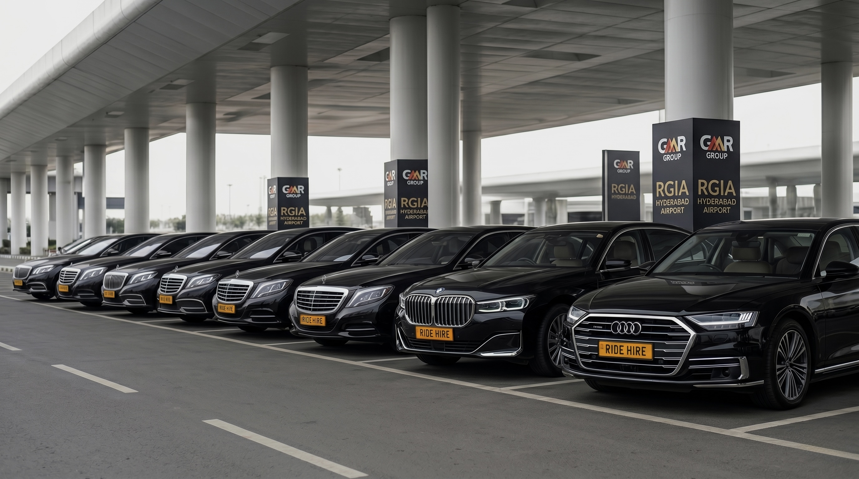 Ridehire premium luxury car fleet — over 60 models for self-drive, chauffeur, airport transfer, and outstation services
